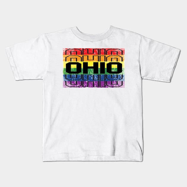 Ohio Gay Pride Flag Kids T-Shirt by  Big Foot Shirt Shop